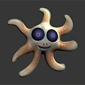 Game Movie Character Octopus Shaped Silver Orange Figure With Blue Big Eyes And Smiling Expression