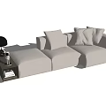 Beige Fabric Sectional Sofa With Side Table Table Lamp Pillows And Decorative Items 3d model