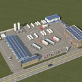 Gas Station With Solar Panel Roofs Fuel Storage Tanks And Vehicle Parking Area