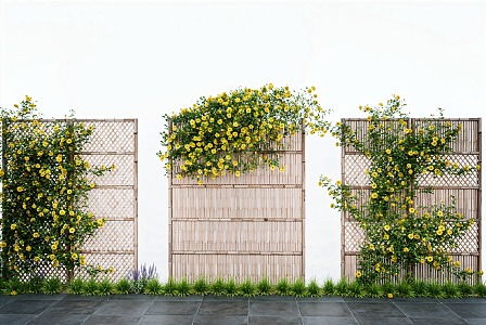 Vines Fence Grille Wall Greening Wall Hedge 3d model