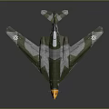 Green Gray Camouflage Military Aircraft Model With Yellow Nose Orange Tail And Cross Markings