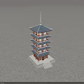 Traditional Multi Tiered Pagoda With Red Overhanging Eaves White Base Against Blue Sky Open Ground