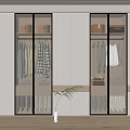 Modern Wardrobe Interior With Glass Doors Hanging Clothes Drawers And Storage Boxes