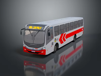 White And Red Bus With Red Arrow Design And JULAT Front Sign 3d model