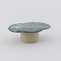 Irregular Shaped Coffee Table With Gray Marble Top And Beige Cylindrical Base 3d model