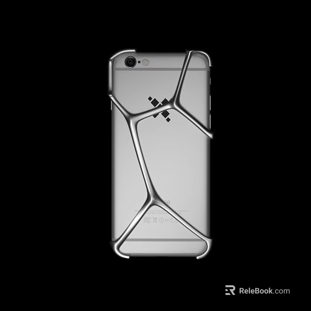 Sleek Silver Phone Case With Geometric Line Design For Modern Daily Electronic Use 3d model 