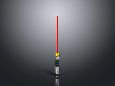 Handheld Laser Weapon with Red Beam Black Silver and Yellow Accent 3d model