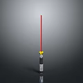 Handheld Laser Weapon with Red Beam Black Silver and Yellow Accent 3d model