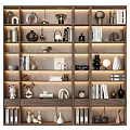Modern Wooden Bookshelf with Layered Shelves Decorative Items Books Vases And Sculptures and LED Lighting