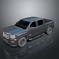Gray Modern Pickup Truck With Silver Side Steps And Black Wheels Design