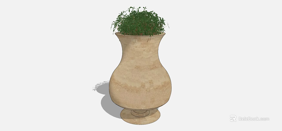 Elegant Bonsai Potted Plant In Beige Terracotta Vase With Green Foliage 3d model 
