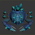 Blue Crystal Crab With Spiky Shell And Sharp Glowing Claws 3d model