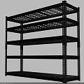 Black Metal Multi tier Storage Shelving Unit With Grid Shelves For Utility Storage