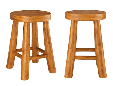 Modern Bar Stool Solid Wood Stool 3d model