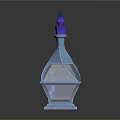 Diamond Shaped Magic Bottle With Blue Body Purple Spire And Pink Liquid