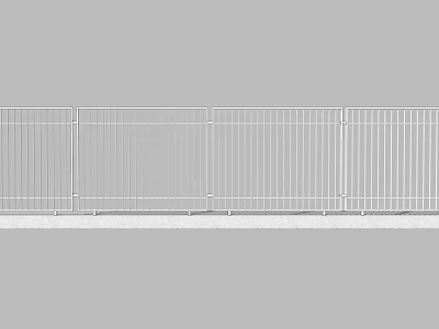 White Metal Fence with Vertical Bars for Garden and Residential Areas 3d model