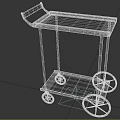 Vintage Wooden Trolley With Two Tier Shelf Metal Frame And Brass Wheels
