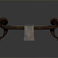 Decorative Carved Sculpture With Scroll Shaped Armrests And Wooden Legs Design