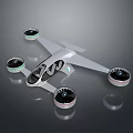 Modern Electric Flying Vehicle With Four Rotors Streamlined Body And Transparent Cockpit