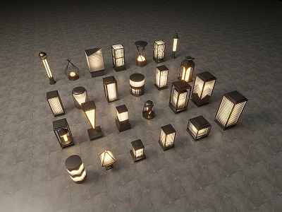 Stylish Outdoor Lights With Various Designs And Different Shapes For Exterior Use 3d model