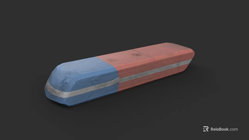 Long Blue And Red Rectangular Object With Gray Stripe Detail 3d model 