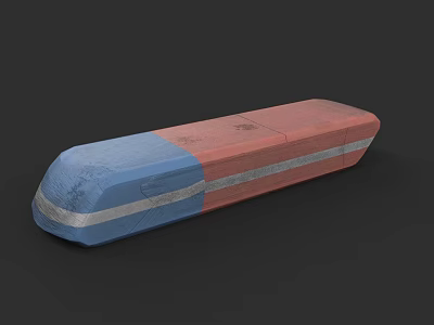 Long Blue And Red Rectangular Object With Gray Stripe Detail 3d model