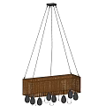 Elegant Crystal Chandelier With Brown Rectangular Frame And Black Clear Hanging Decorations 3d model