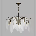 Feather Shaped Transparent Chandelier with Gold Frame and Modern Elegant Design for Interior Decoration