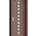 Brown Interior Swing Door With Square Glass Panels And Silver Handle Design 3d model