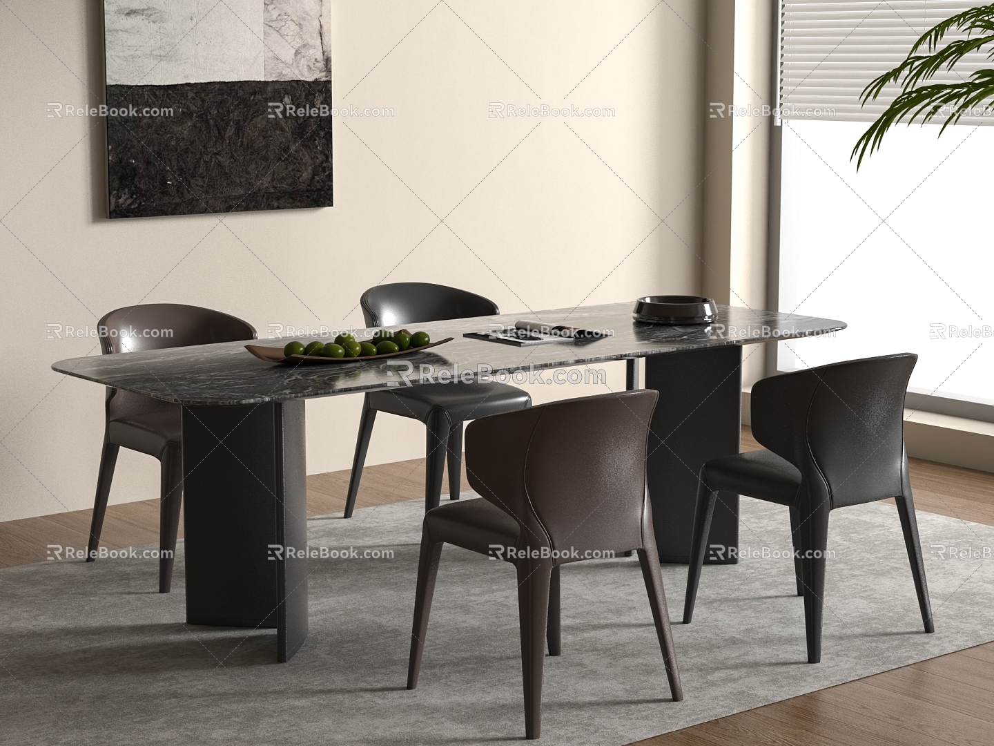 Modern Dining Table Chair Combination Dining Table Chair 3d model