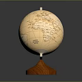 Vintage Globe With Wooden Base And Detailed World Map Surface