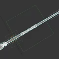 Magical Weapon Black Wand With Carved Patterns Metal Rings And Glowing White Orb