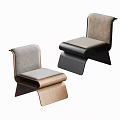 Modern Upholstered Dining Chairs With Wooden Curved Base And Gray Black Seats