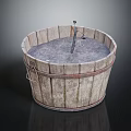 Rustic Wooden Barrel Garden Ornament With Metal Fountain And Water Feature