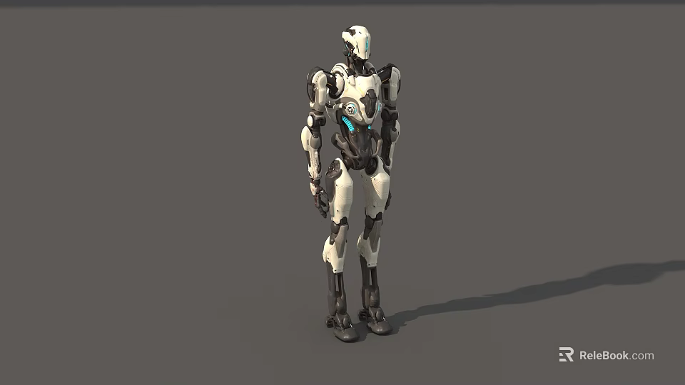 Smart Robot With White And Black Modern Design Blue Glowing Elements Humanoid Structure 3d model 