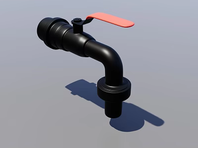 High Quality Industrial Equipment Black Faucet with Red Handle and Durable Design 3d model