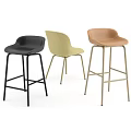 Three Modern Bar Stools In Black Beige And Tan With Metal Legs And Sleek Design 3d model
