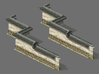 Traditional Building Exterior Wall With Tile Roof And Brick Structure Design 3d model