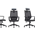 Black Office Chairs With Mesh Back And Adjustable Headrest Modern Design 3d model