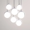 Modern Chandeliers Featuring Transparent Globe And Circular Ring With Gold Accents 3d model