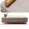 Modern Lounge Chair With Gray Fabric Wooden Details And Cylindrical Pillow