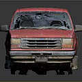 Old Red SUV With Dusty Exterior Broken Windshield And Rusty Body 3d model