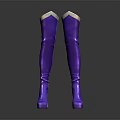 Purple Knee High Boots With White Cuffs And Shiny High Heel Design