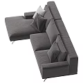 Modern Gray L shaped Sofa With Multiple Pillows And Different Angles 3d model