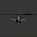 Military Helicopter With Rotor Blades Blue Cockpit And Weapon Systems