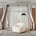 Modern Curtain Universal Curtain Fabric Curtain Casual Chair Doll 3d model