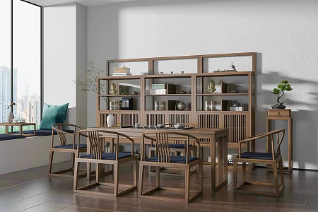 New Chinese Style Tea Table and Chair Tea Table and Chair Combination Tea Cabinet Decorative Cabinet Storage Cabinet Entrance Cabinet Antique Rack Combination 3d model