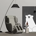 Massage Chair Beige Modern Design with Floor Lamp and Polar Bear Painting in Interior Space