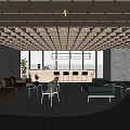 Modern Hotel Lobby Interior With Ceiling Design Sofa Seating Chairs And Large Windows 3d model
