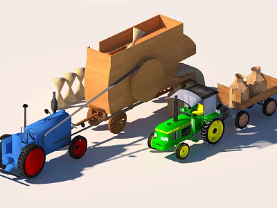 Modern Tractor Wheat Harvester Tractor 3d model Modern Tractor Wheat Harvester Tractor 3d model